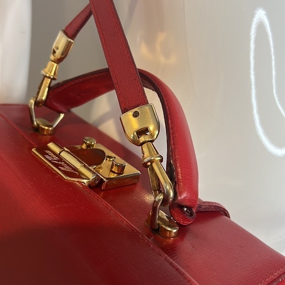 Mark Cross Grace Vintage Red Leather Grace Box Crossbody Hand Bag - Picture 9 of 16
